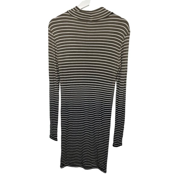 ATM Anthony Thomas Melillo Small Midi Dress Black Brown Cream Stripe Long Sleeve - Picture 9 of 11